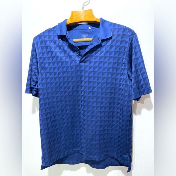 Adidas performance polo shirt golf geometric tridimensional blue men’s XXL - Picture 3 of 6